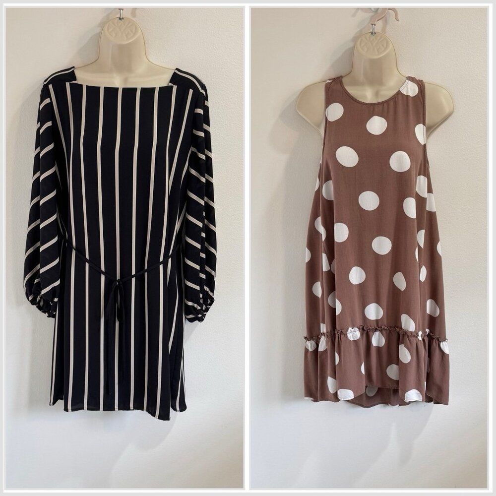 Ann Taylor LOFT Dress Set of 2 Bundle S / SP Long Sleeve Striped Polka Dot